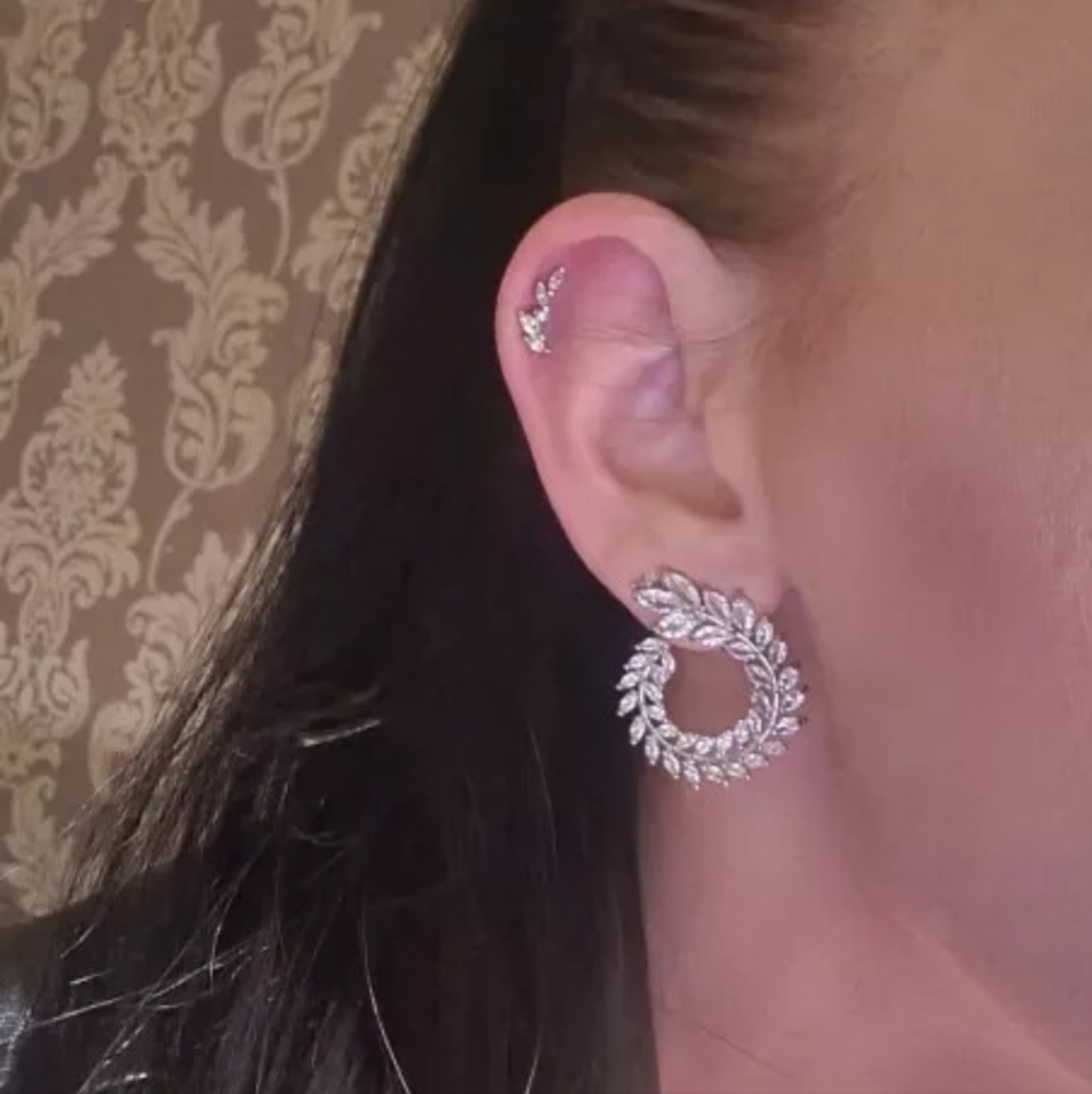 Sterling silver and cubic zircon earring round - Picture 10 of 14